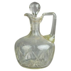 Antique Victorian Cut Crystal Glass Wine Decanter 