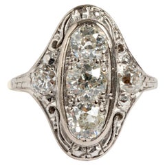 Bague à grappe de diamants de taille victorienne (est 1.00ct, entourage est .36ct), H/si. 1890.