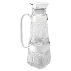 Viktorianischer Limonadenkrug aus geschliffenem Glas und Sterlingsilber