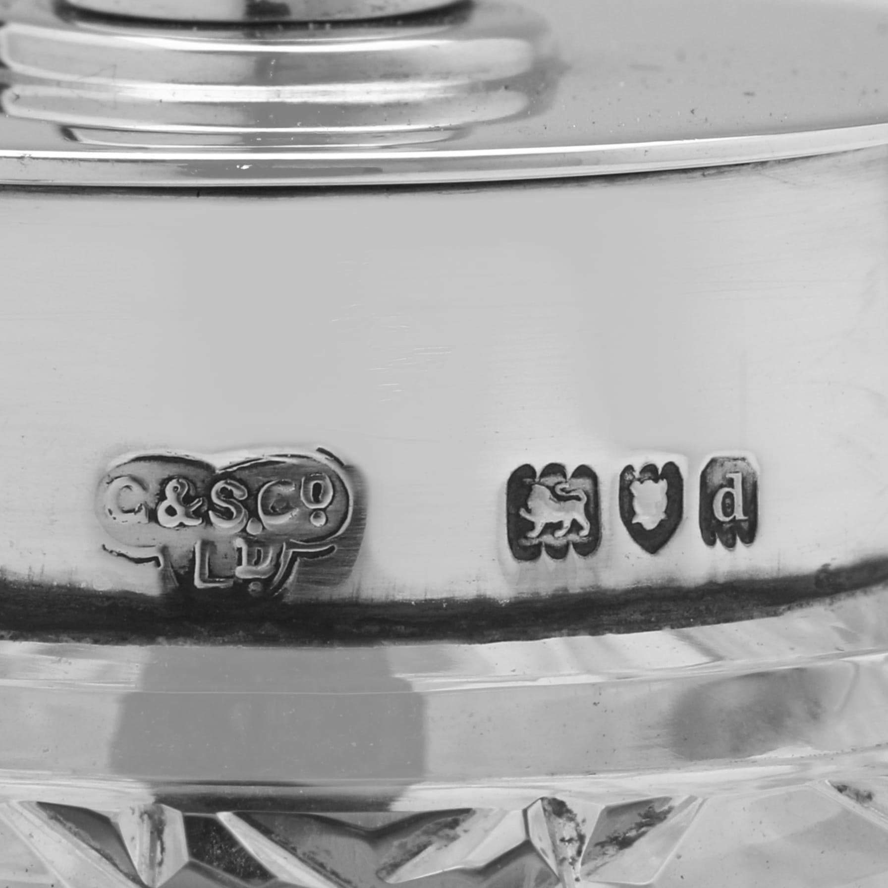 Sterling Silver Victorian cut glass and sterling silver pepper grinder made in London in 1889 For Sale