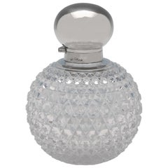 Victorian Cut Glass & Sterling Silver Scent Bottle, Mappin & Webb, London, 1898