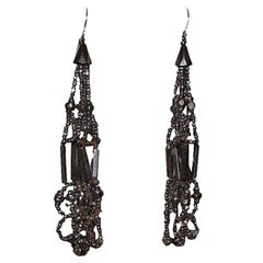 Victorian Cut Steel Bead Drop Earrings