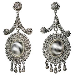 Antique Victorian Cut-Steel Chandelier Earrings