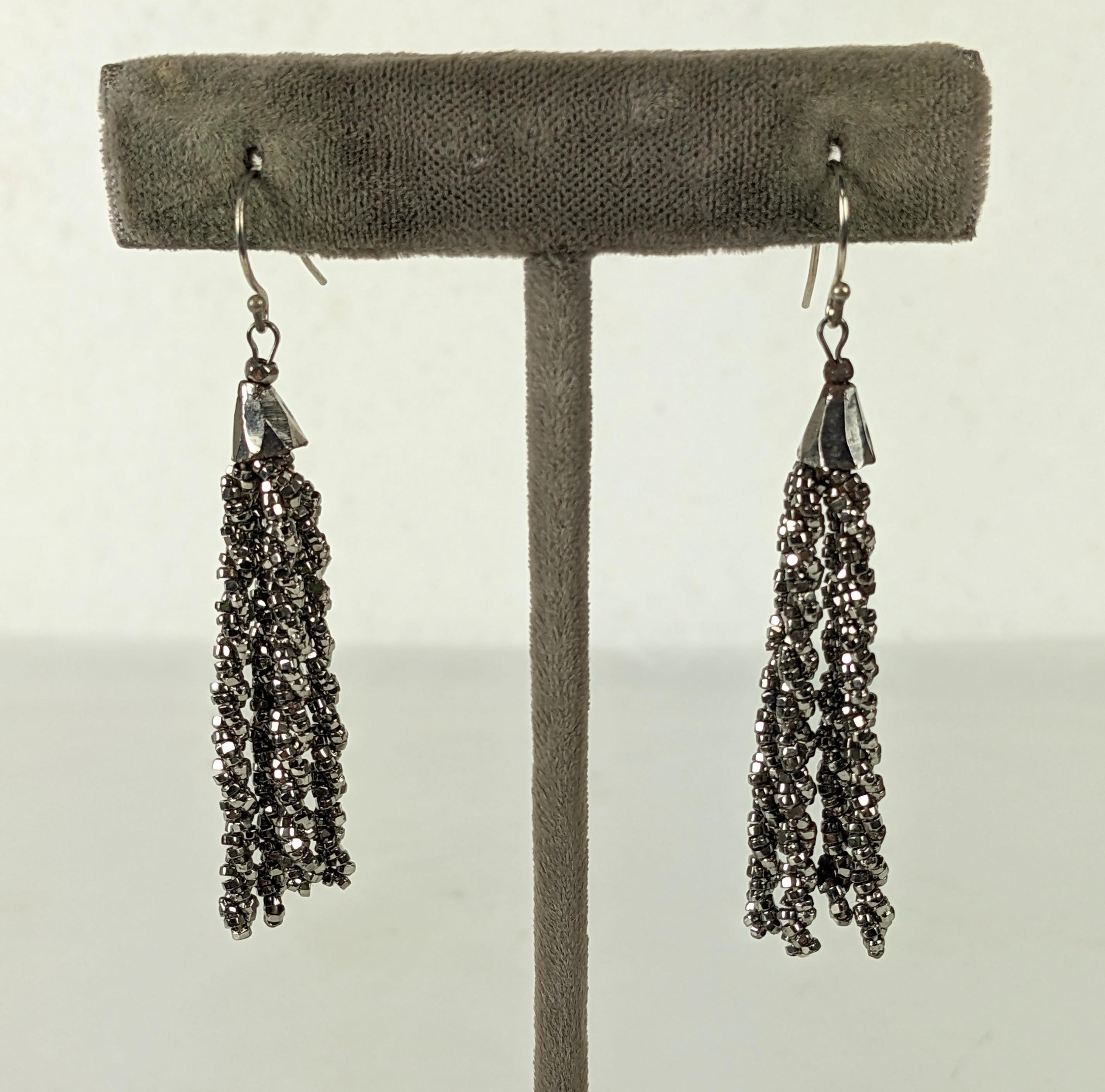 Victorian Cut Steel Tassel Earrings In Good Condition For Sale In New York, NY