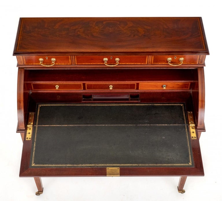 Victorian Cylinder Desk Sheraton Revival Mahogany, 1880 For Sale at 1stDibs