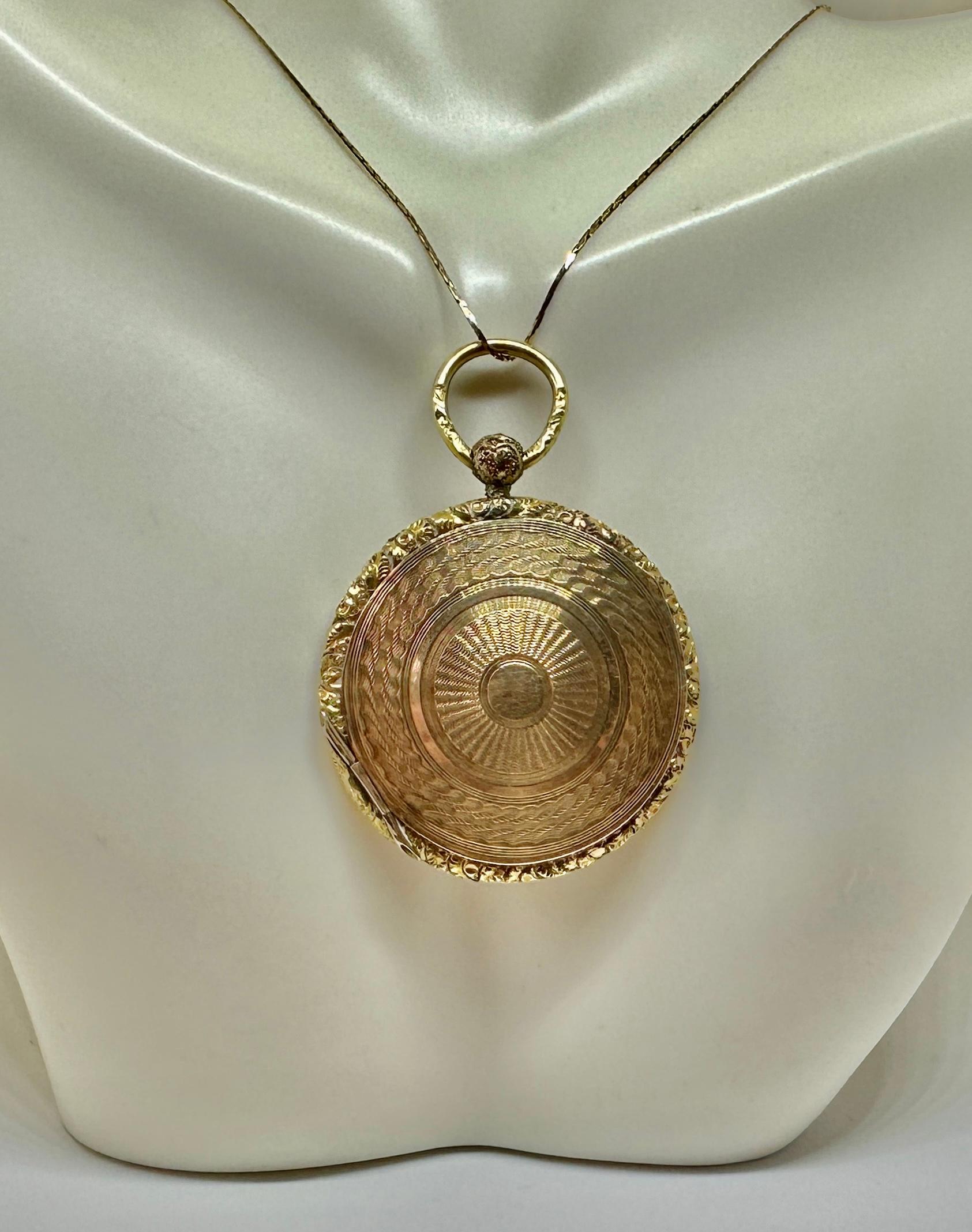 da uomo o donna Collana con ciondolo Dagherrotipo Vittoriano in oro 10 carati Uomo Bello in vendita