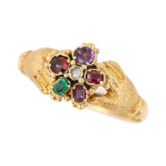 Antique Victorian Pansy REGARD and Fede Ring Circa 1880