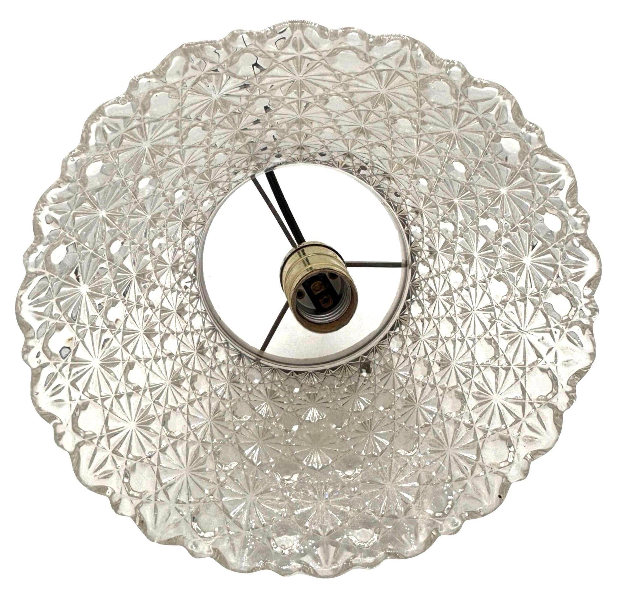 Brass Victorian Daisy and Buttons Pressed Glass Light - 9 Available! For Sale