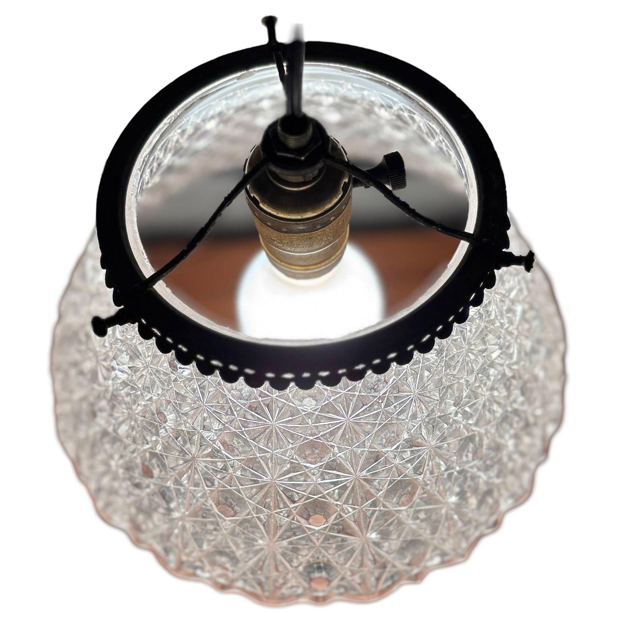 Victorian Daisy and Buttons Pressed Glass Light - 9 Available! For Sale 1