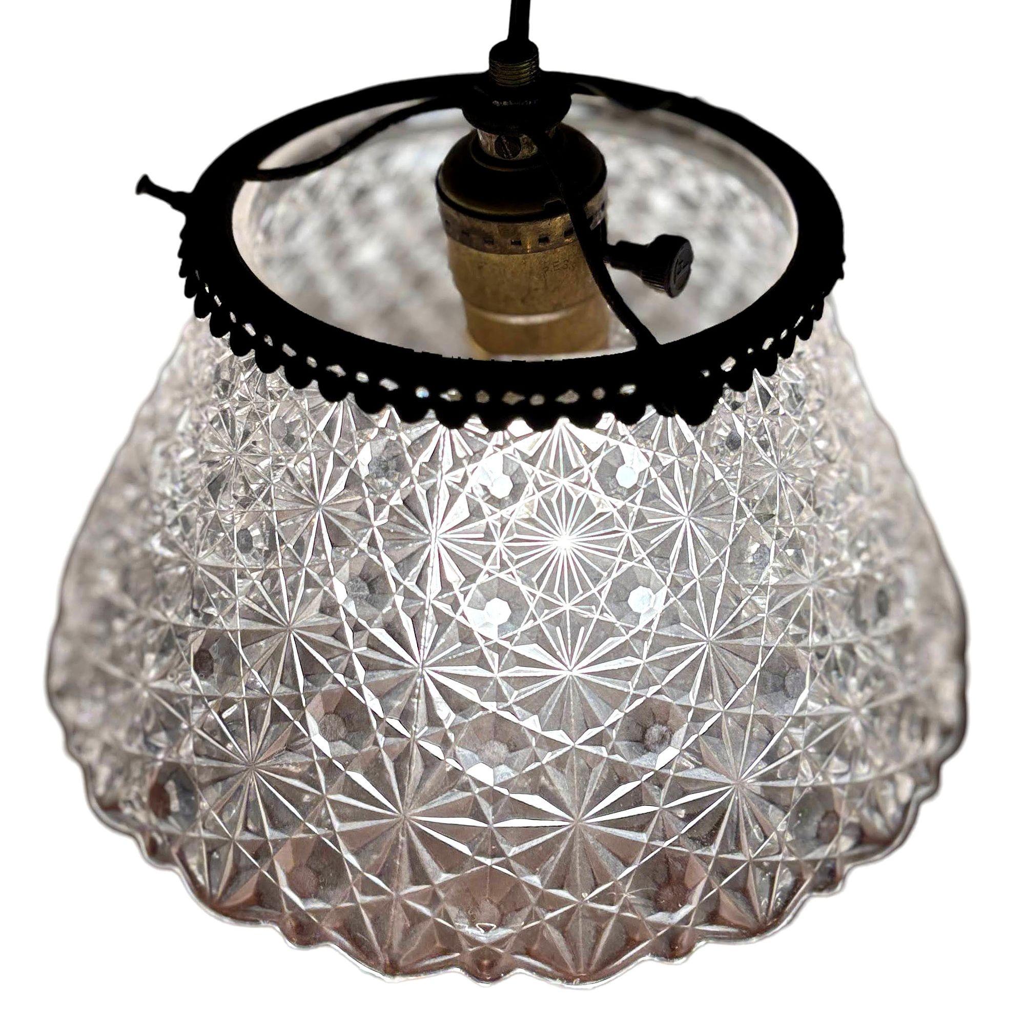 Victorian Daisy and Buttons Pressed Glass Light - 9 Available! For Sale 2