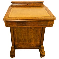 19th Century Victorian Davenport Desk Burl Inlaid over Four-Side Drawers