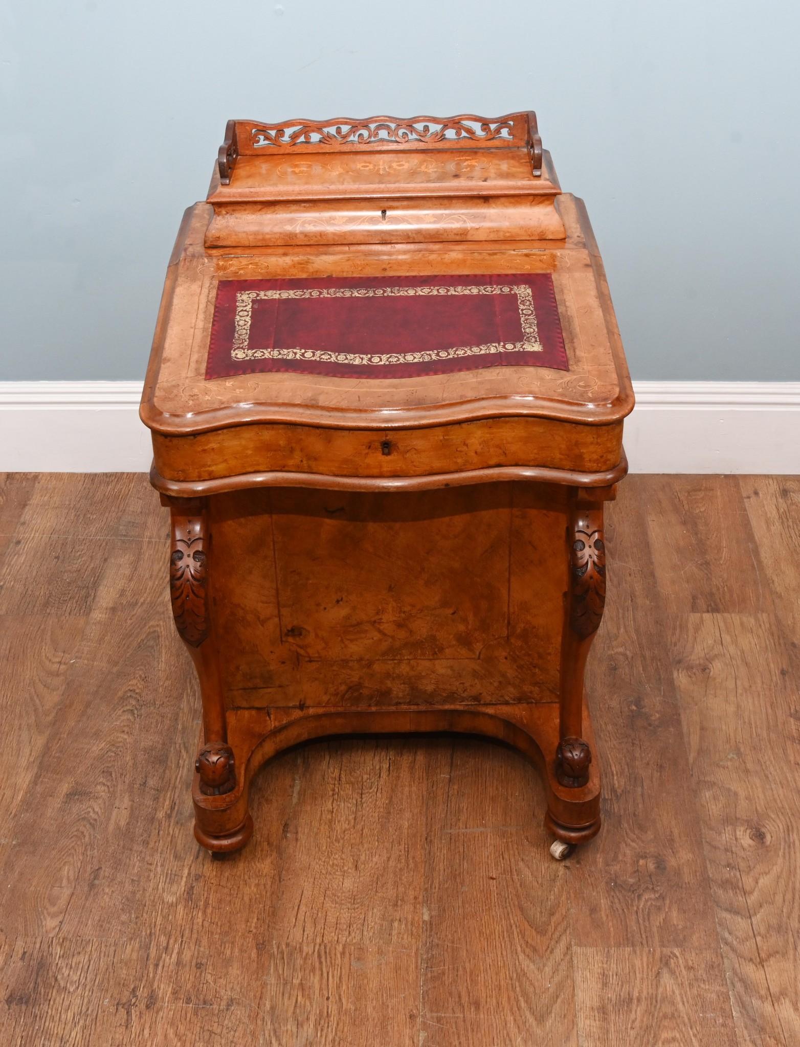 Victorian Davenport Desk Burr Walnut 1860 For Sale 9