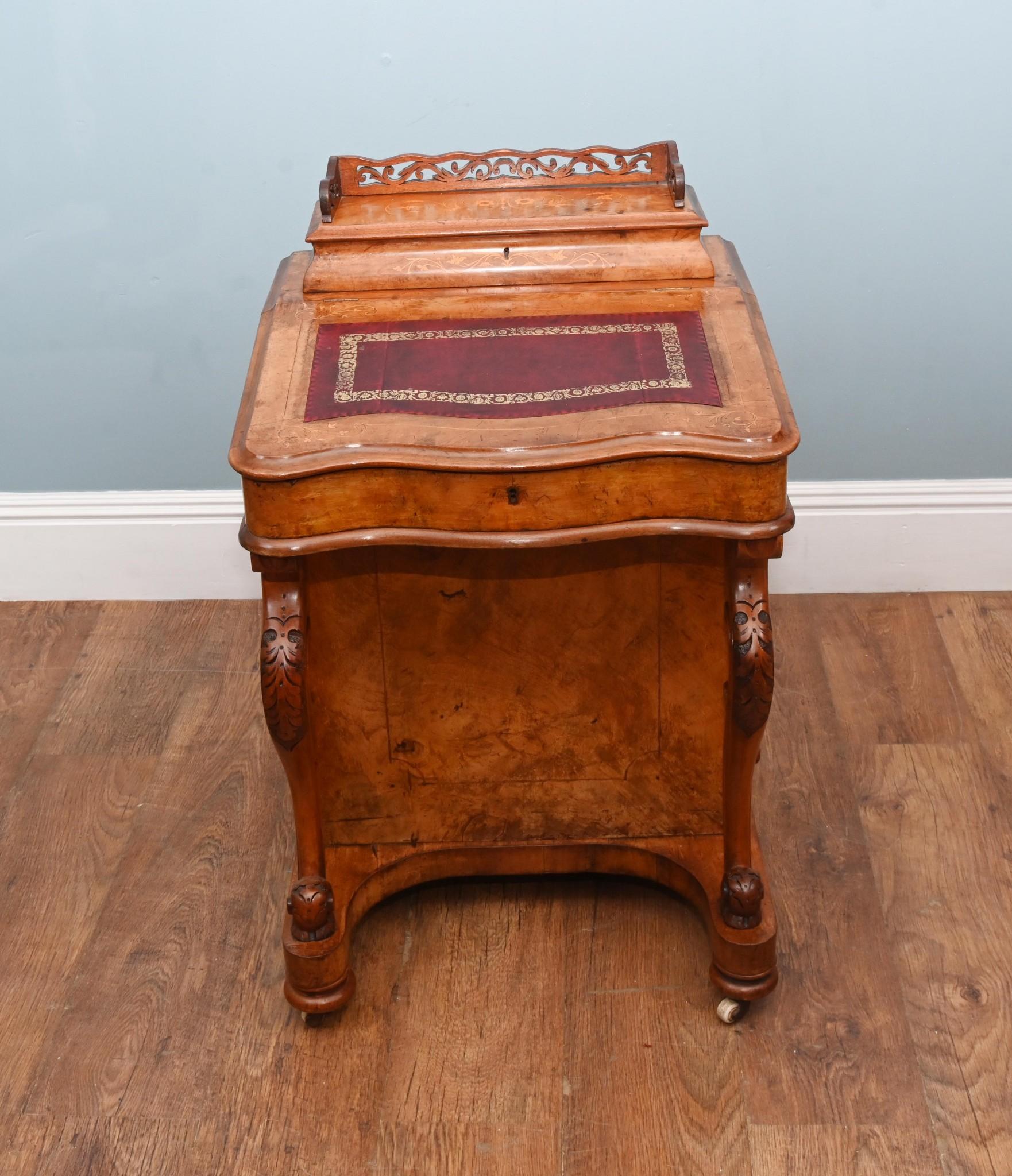 Victorian Davenport Desk Burr Walnut 1860 For Sale 10