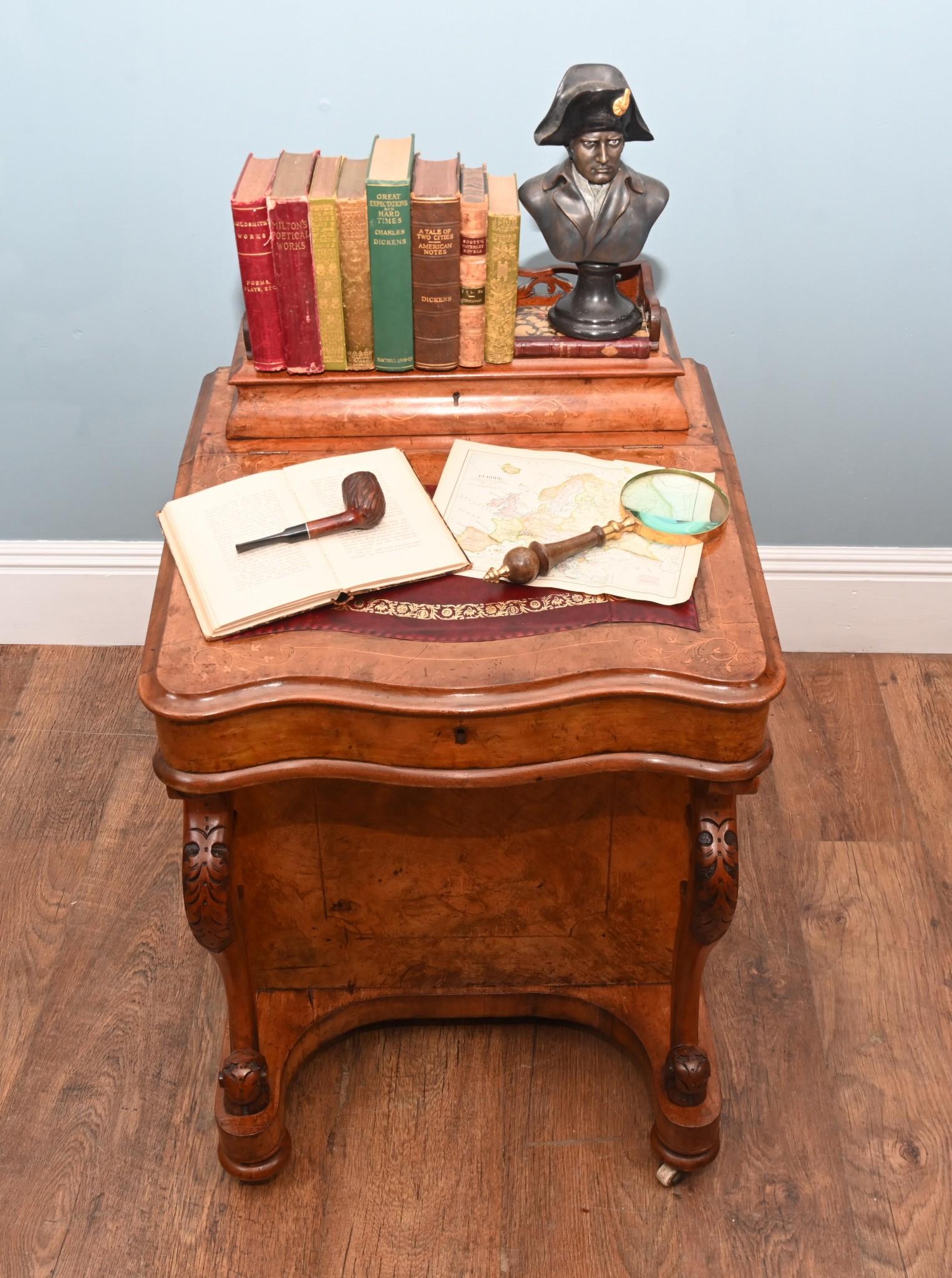 Victorian Davenport Desk Burr Walnut 1860 For Sale 12