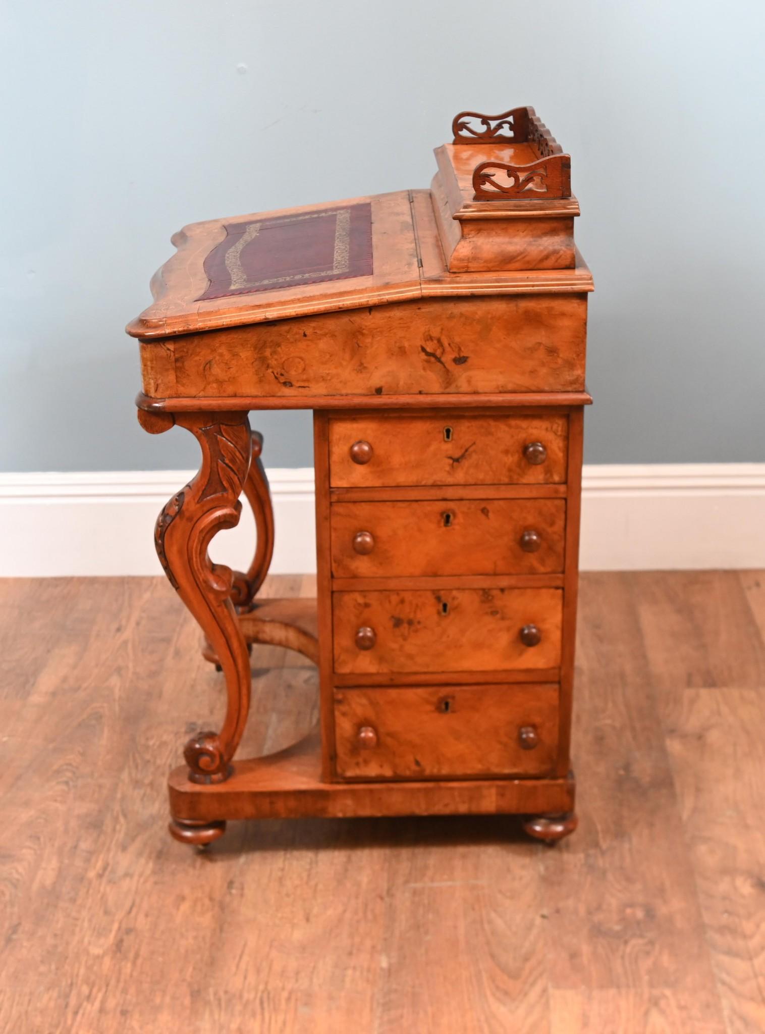 Mid-19th Century Victorian Davenport Desk Burr Walnut 1860 For Sale