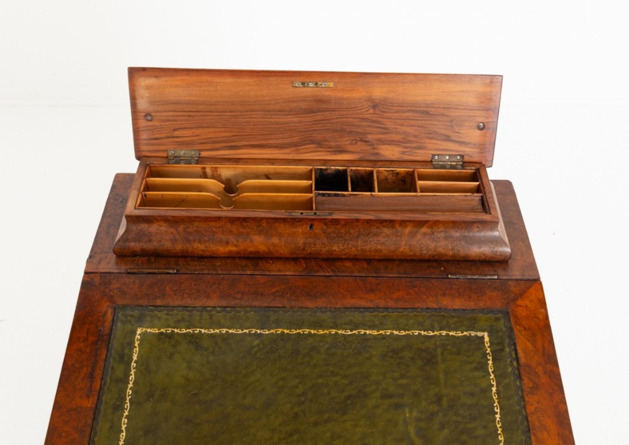 Acrylic Victorian Davenport Desk Burr Walnut 1860 For Sale
