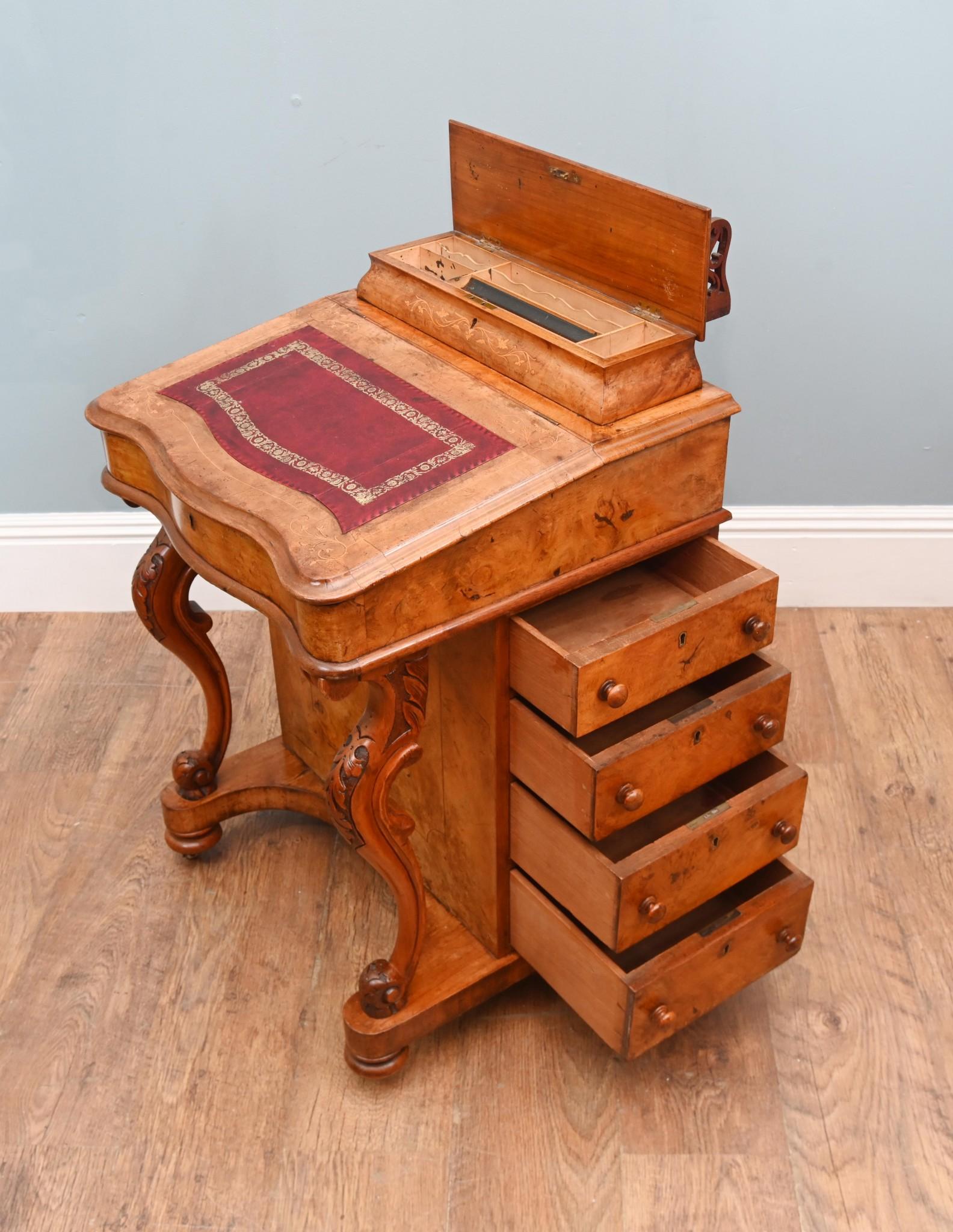 Victorian Davenport Desk Burr Walnut 1860 For Sale 3