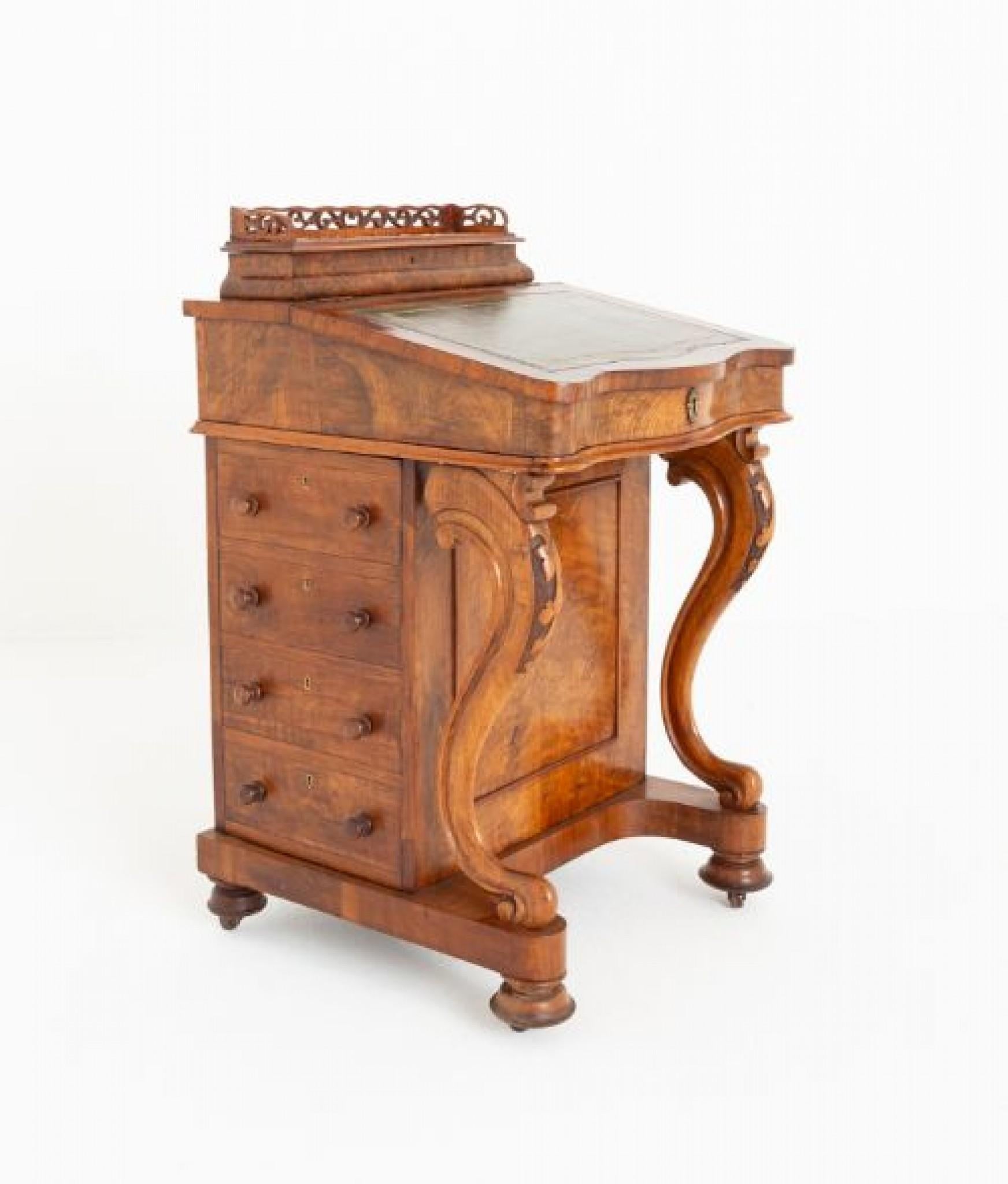 Victorian Davenport Desk Burr Walnut 1860 For Sale 3