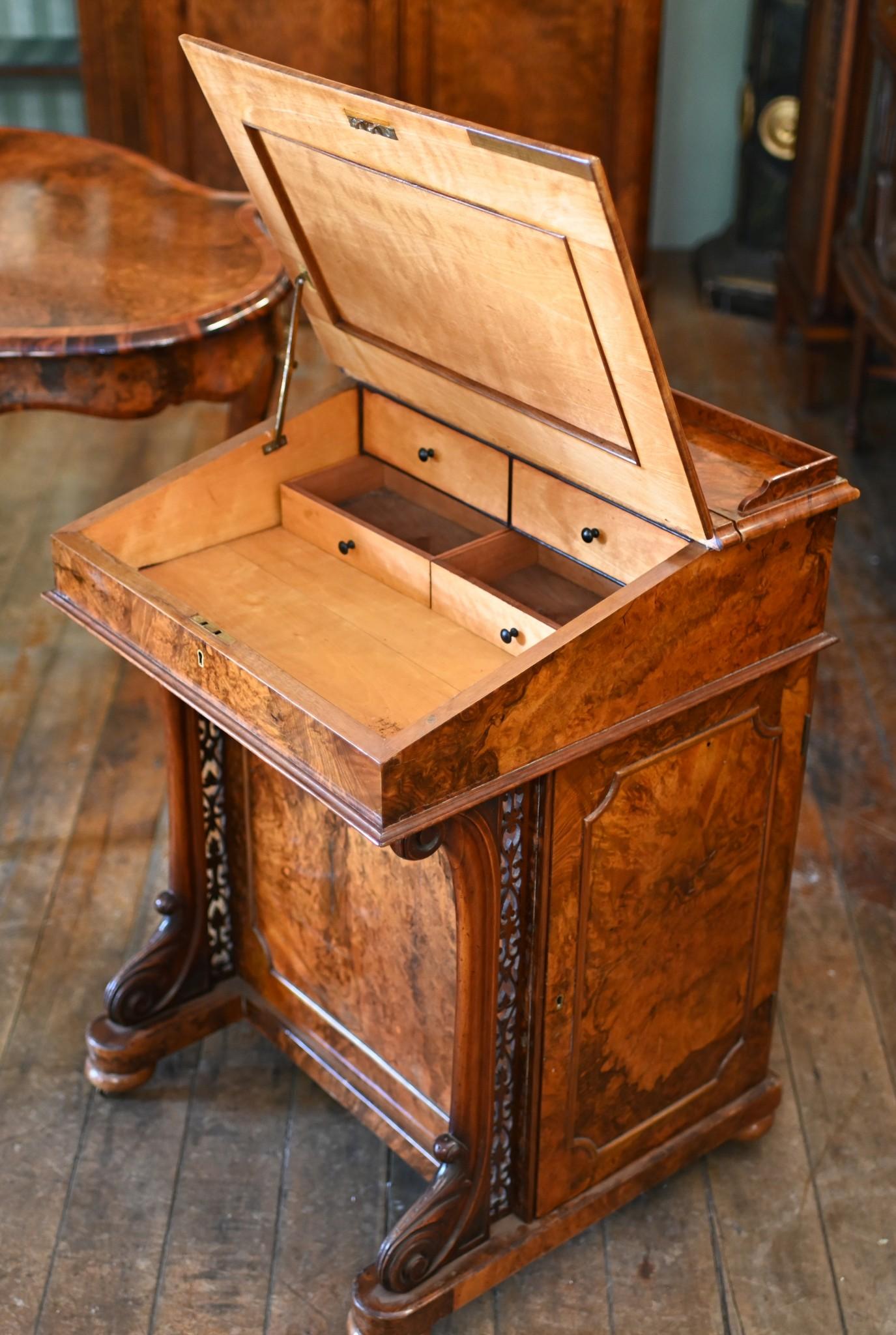 Victorian Davenport Desk Burr Walnut 1880 For Sale 2