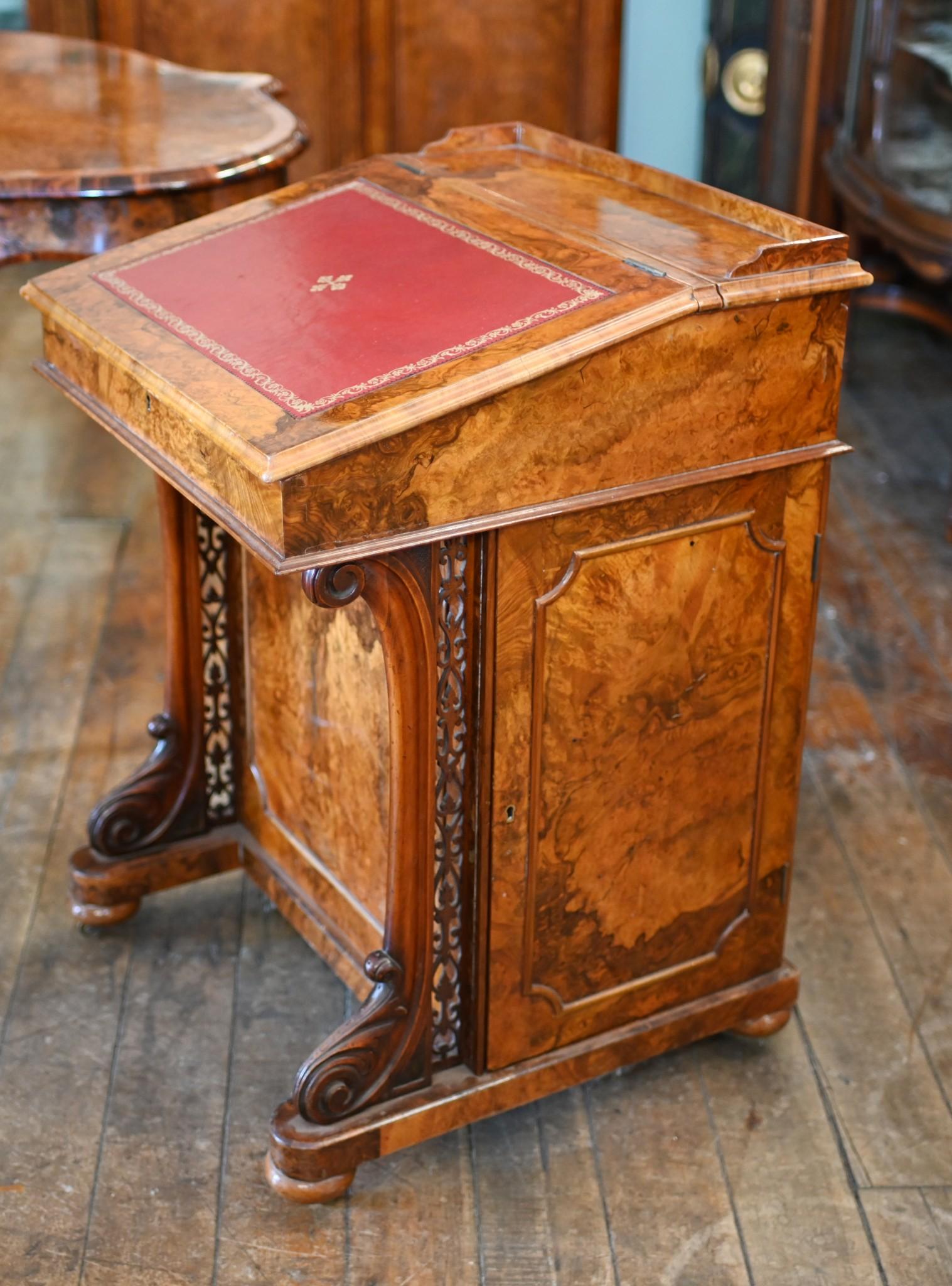 Victorian Davenport Desk Burr Walnut 1880 For Sale 4