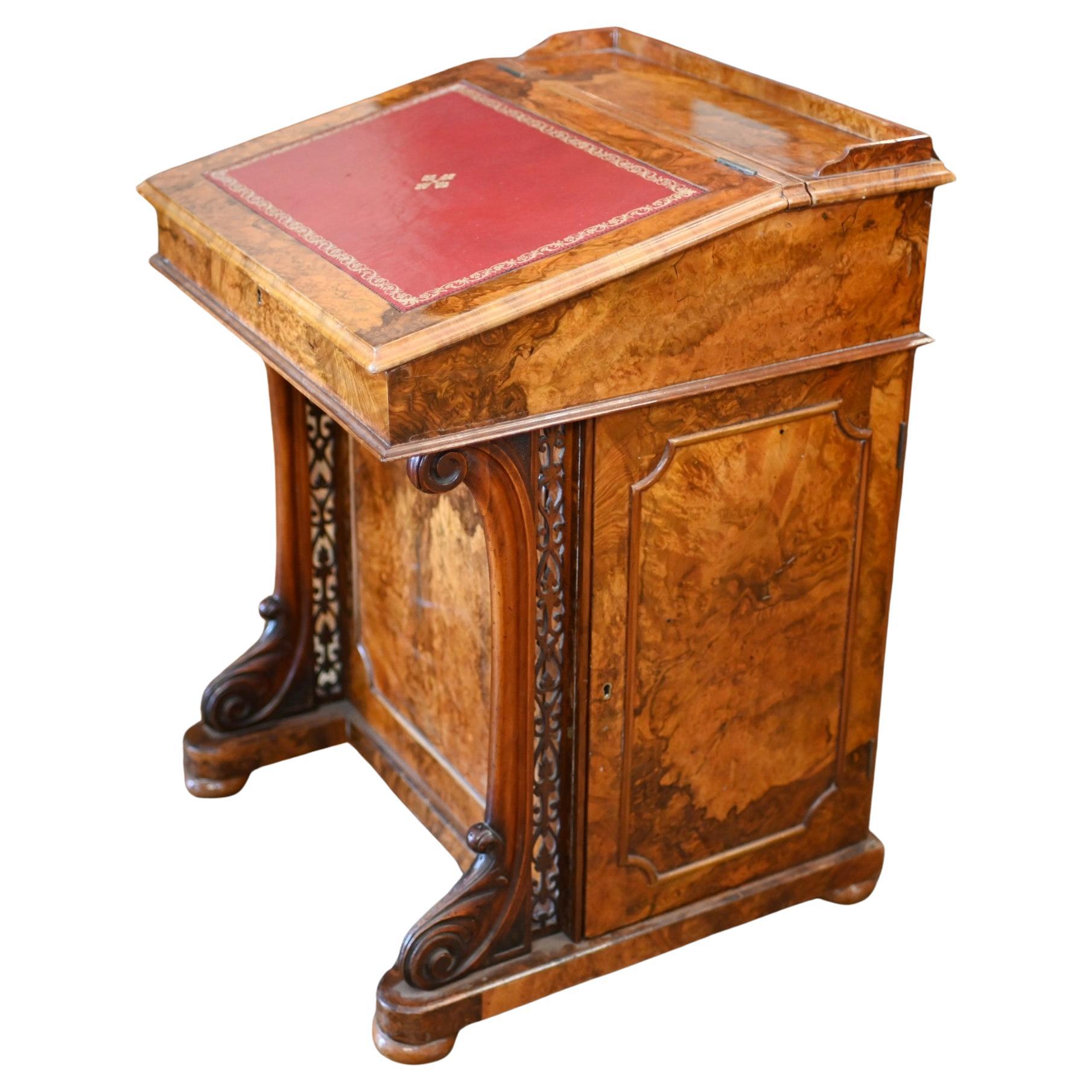 Victorian Davenport Desk Burr Walnut 1880