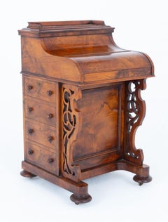 Victorian Davenport Desk Burr Walnut Pop Up Mechanism 1880