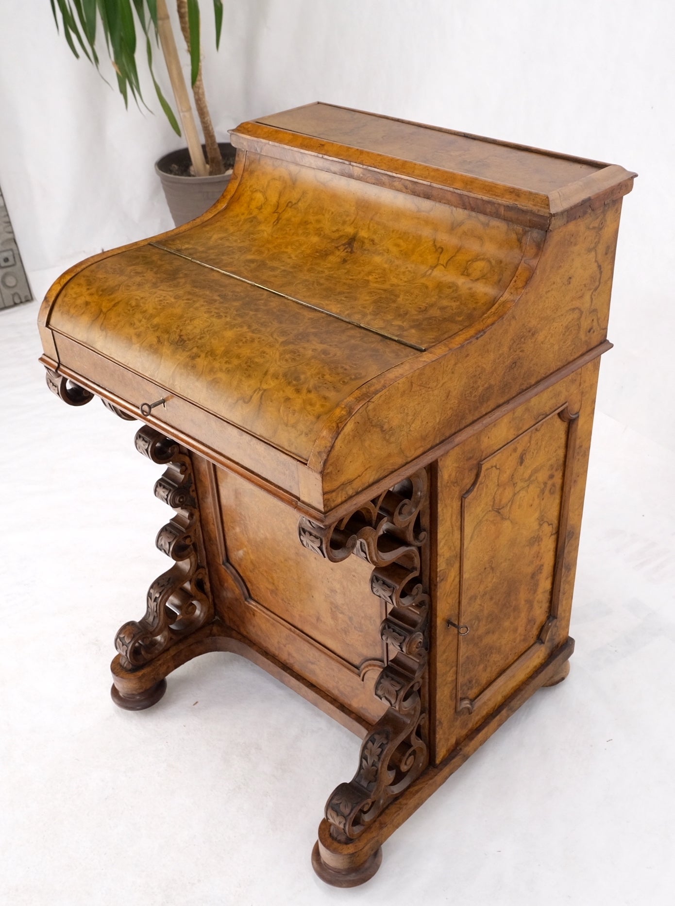 English Victorian Davenport Desk Lift Top Pop Up Mechanism Concealed File Compartment  For Sale