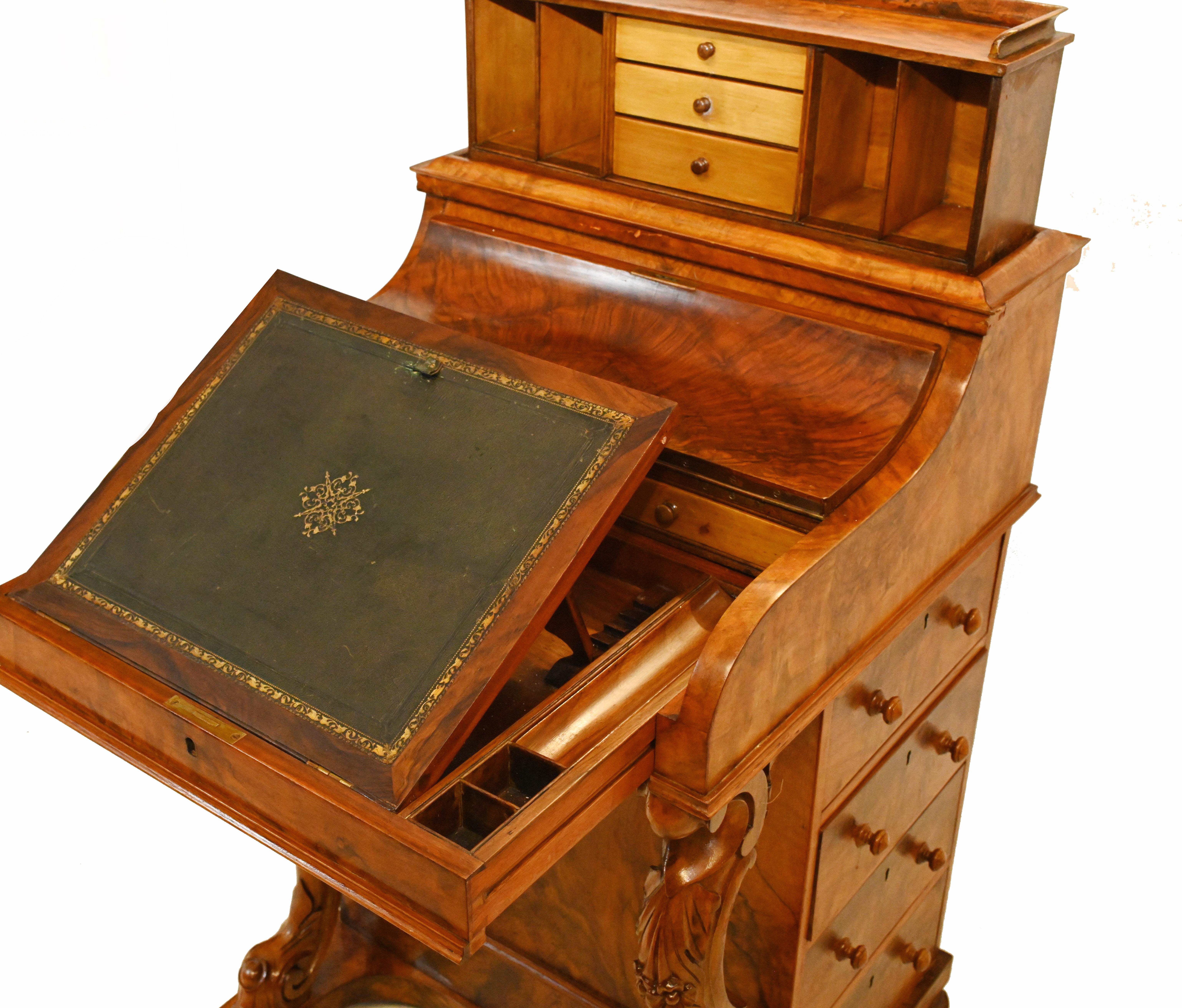Victorian Davenport Desk Piano Top Pop Up Mechanism, 1860 6