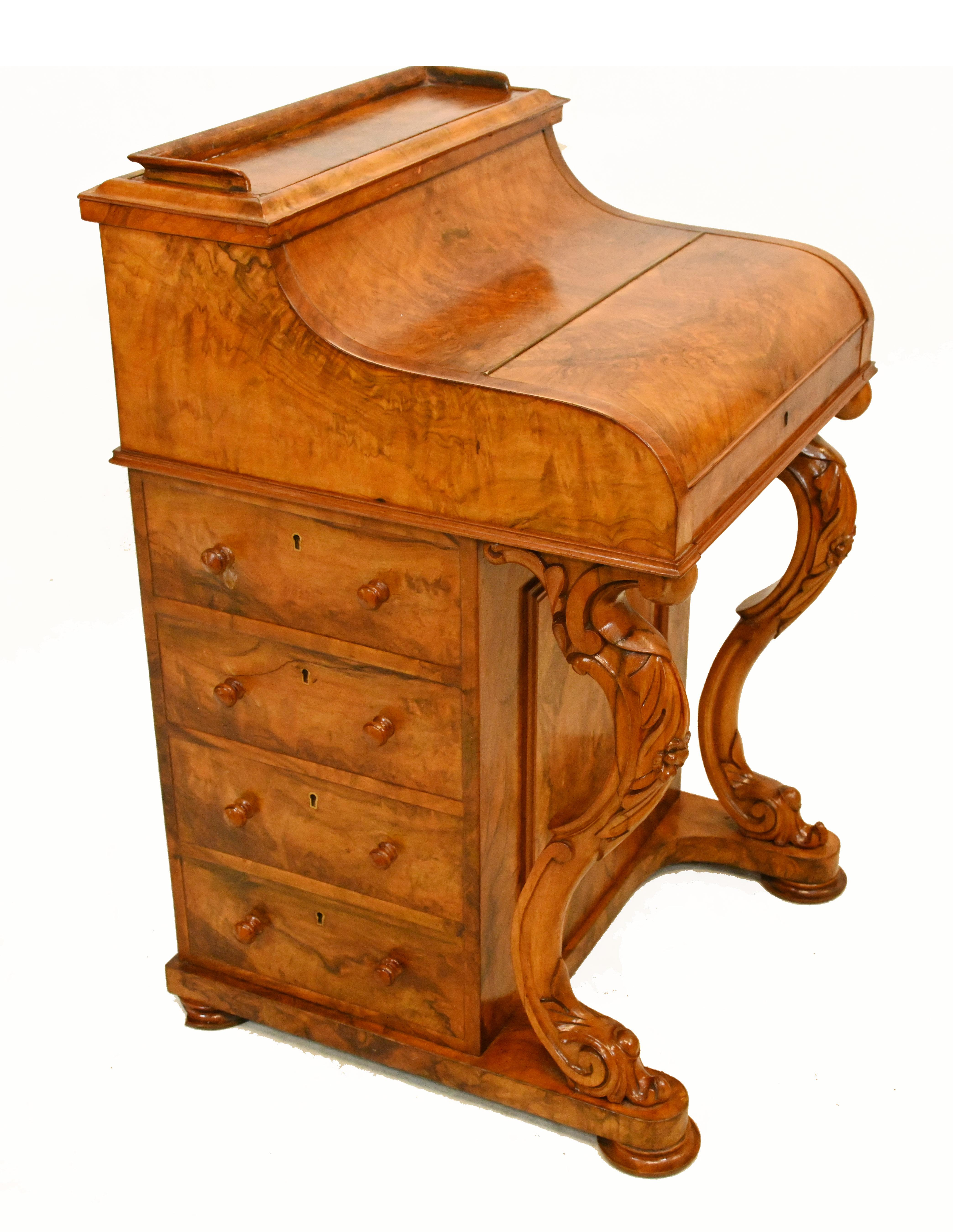 Victorian Davenport Desk Piano Top Pop Up Mechanism, 1860 7