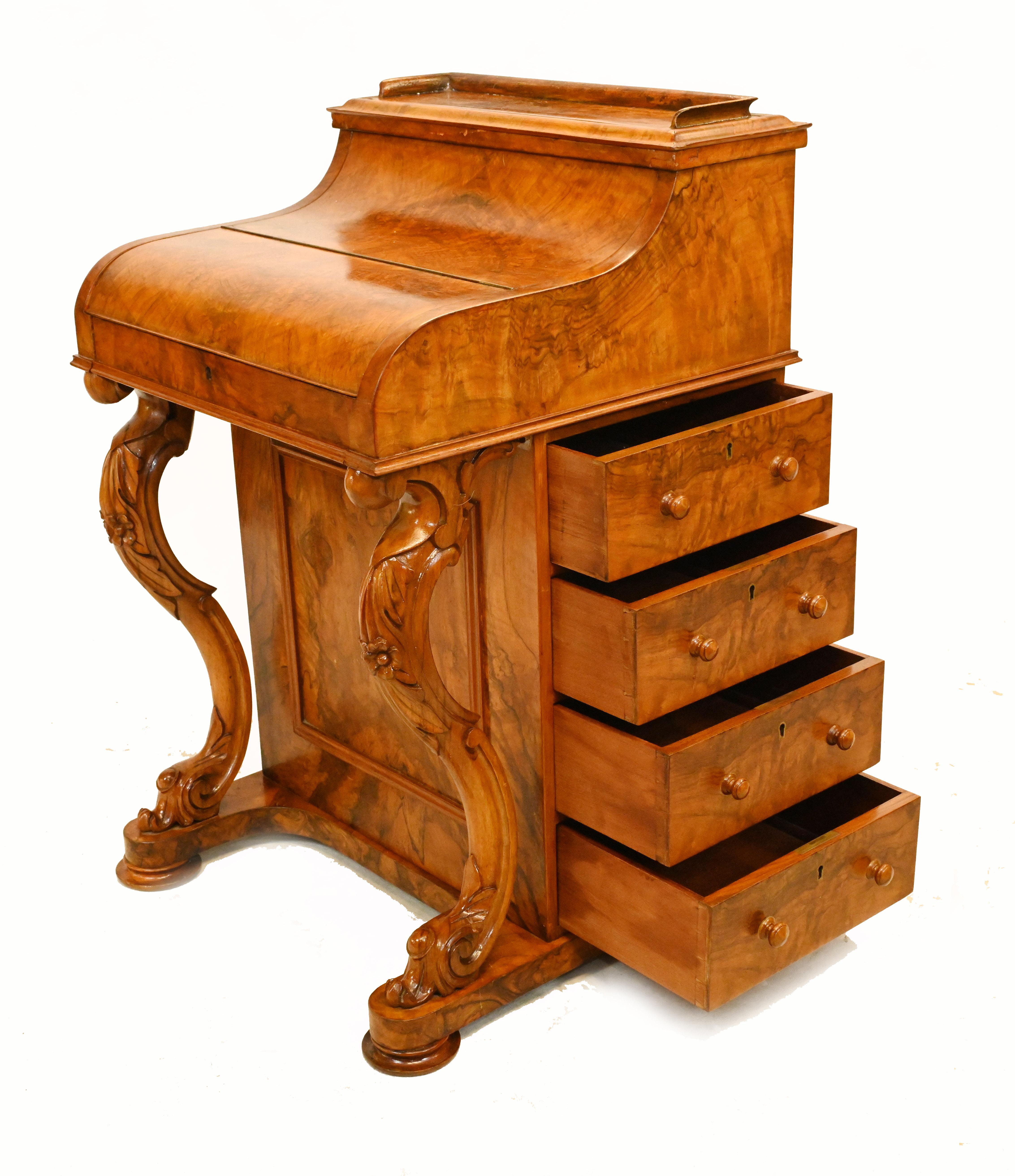 Victorian Davenport Desk Piano Top Pop Up Mechanism, 1860 In Good Condition In Potters Bar, GB