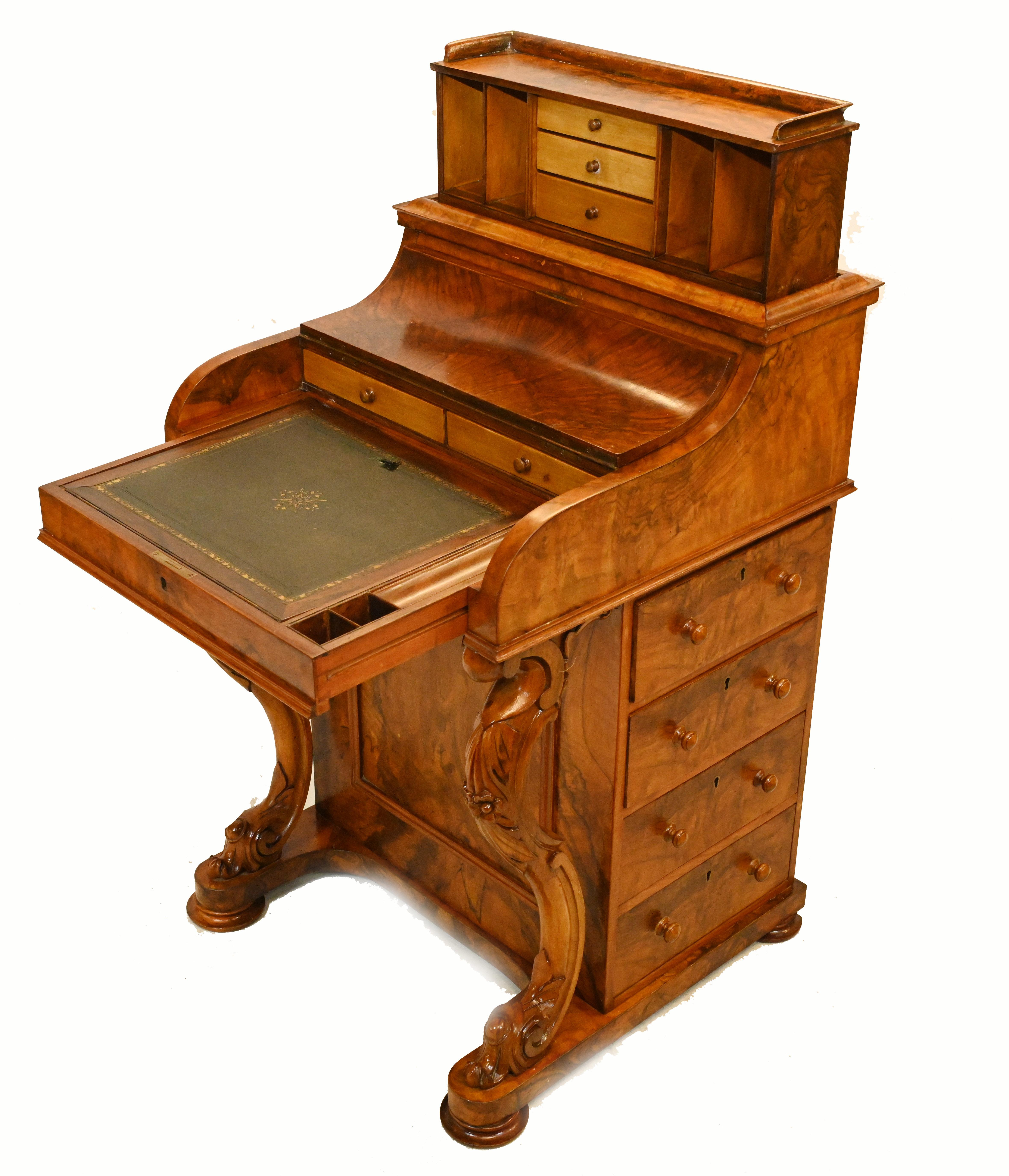 Victorian Davenport Desk Piano Top Pop Up Mechanism, 1860 1