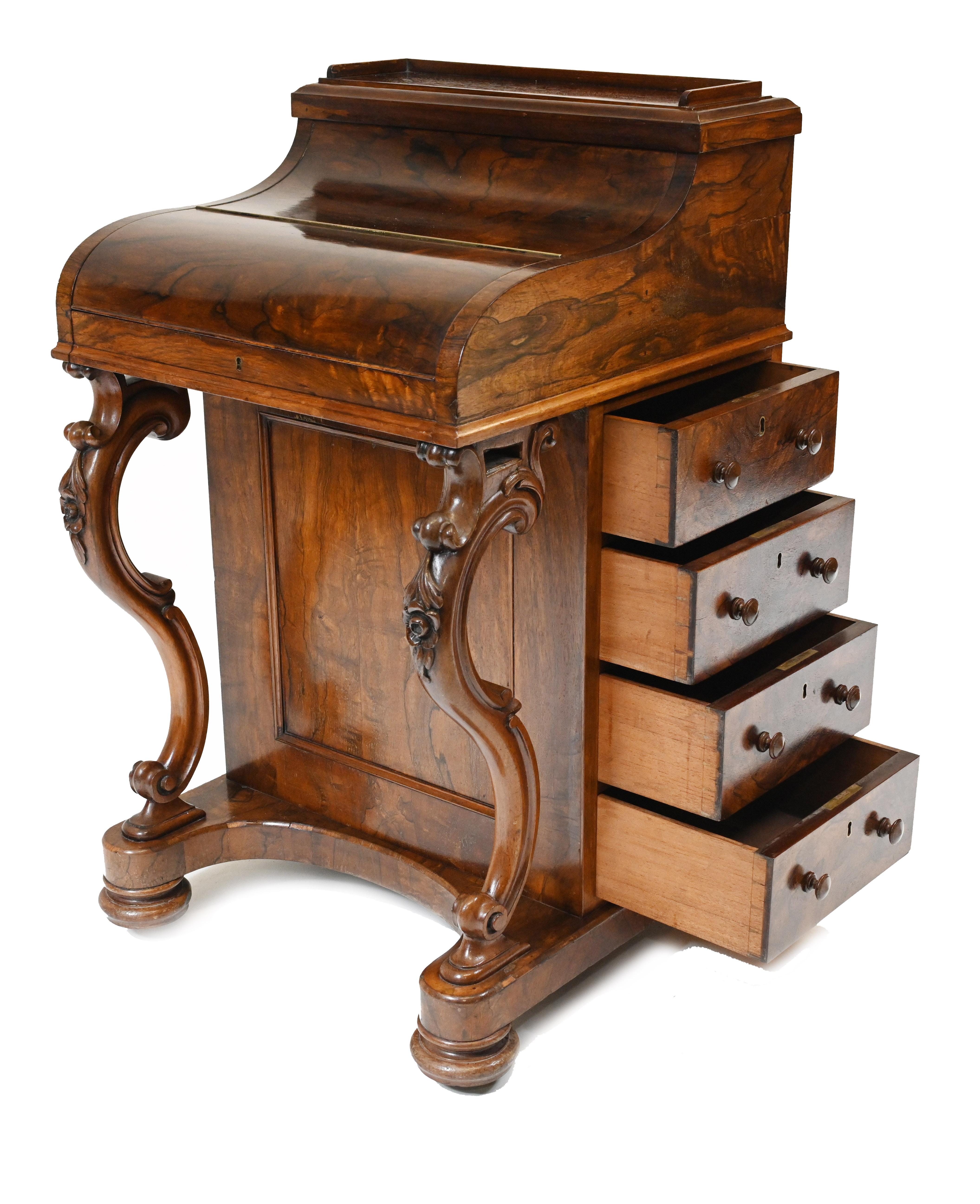 Rosewood Victorian Davenport Desk Pop Up Mechanism 1860