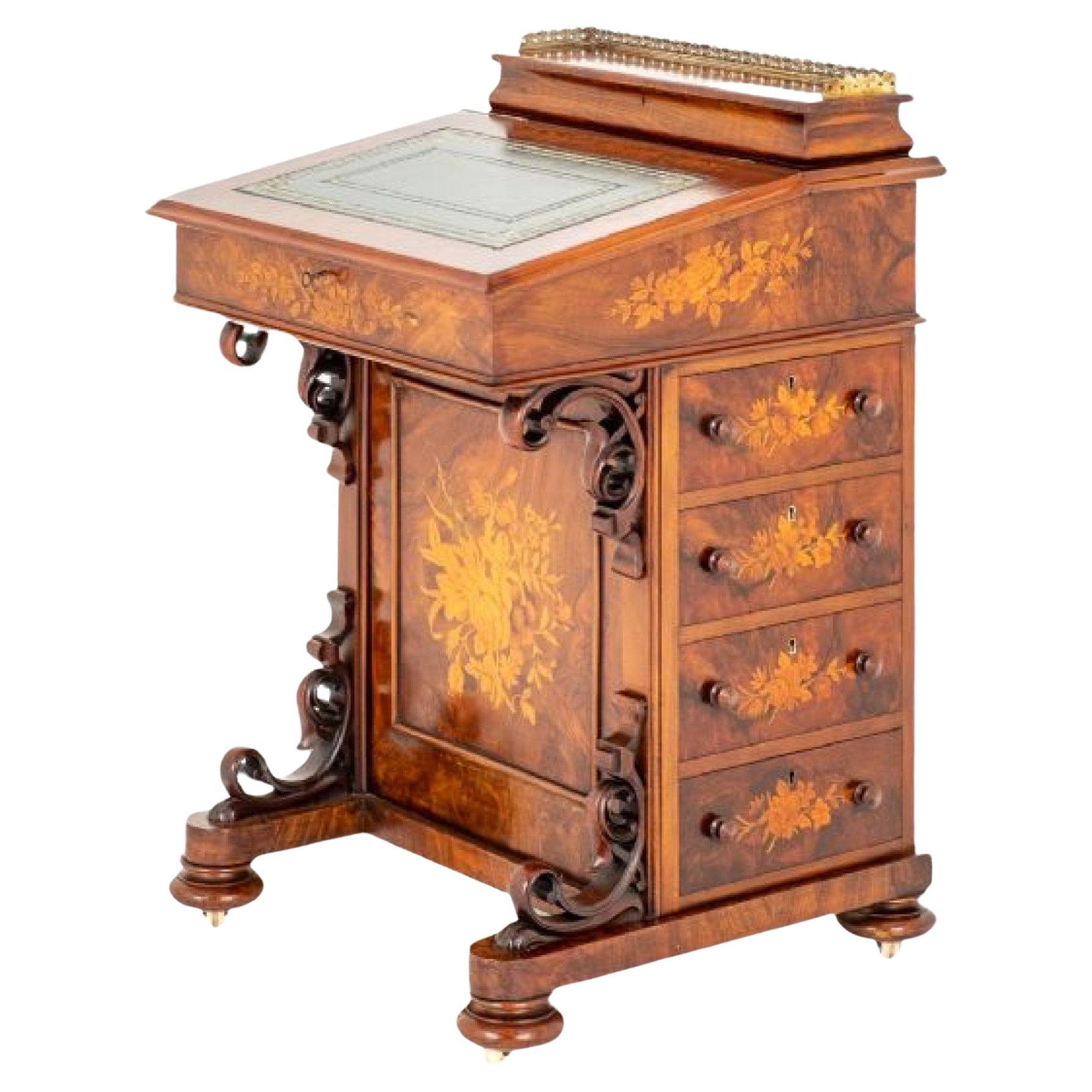 Victorian Davenport Desk Walnut Inlay, 1860 For Sale at 1stDibs