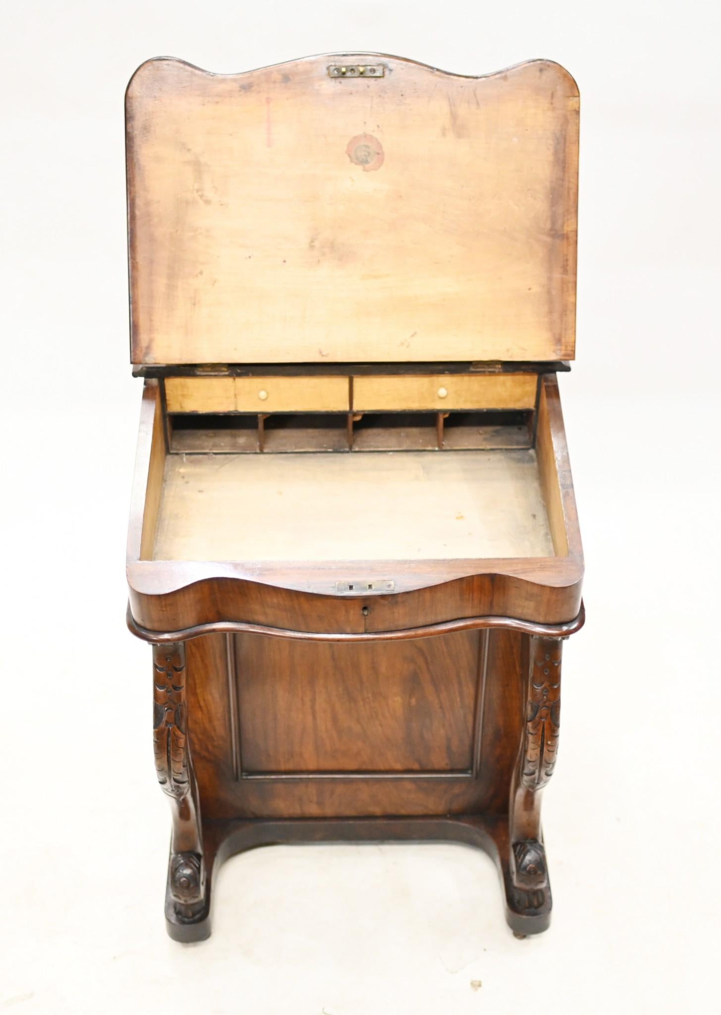 Victorian Davenport Desk Walnut 1890 For Sale 4