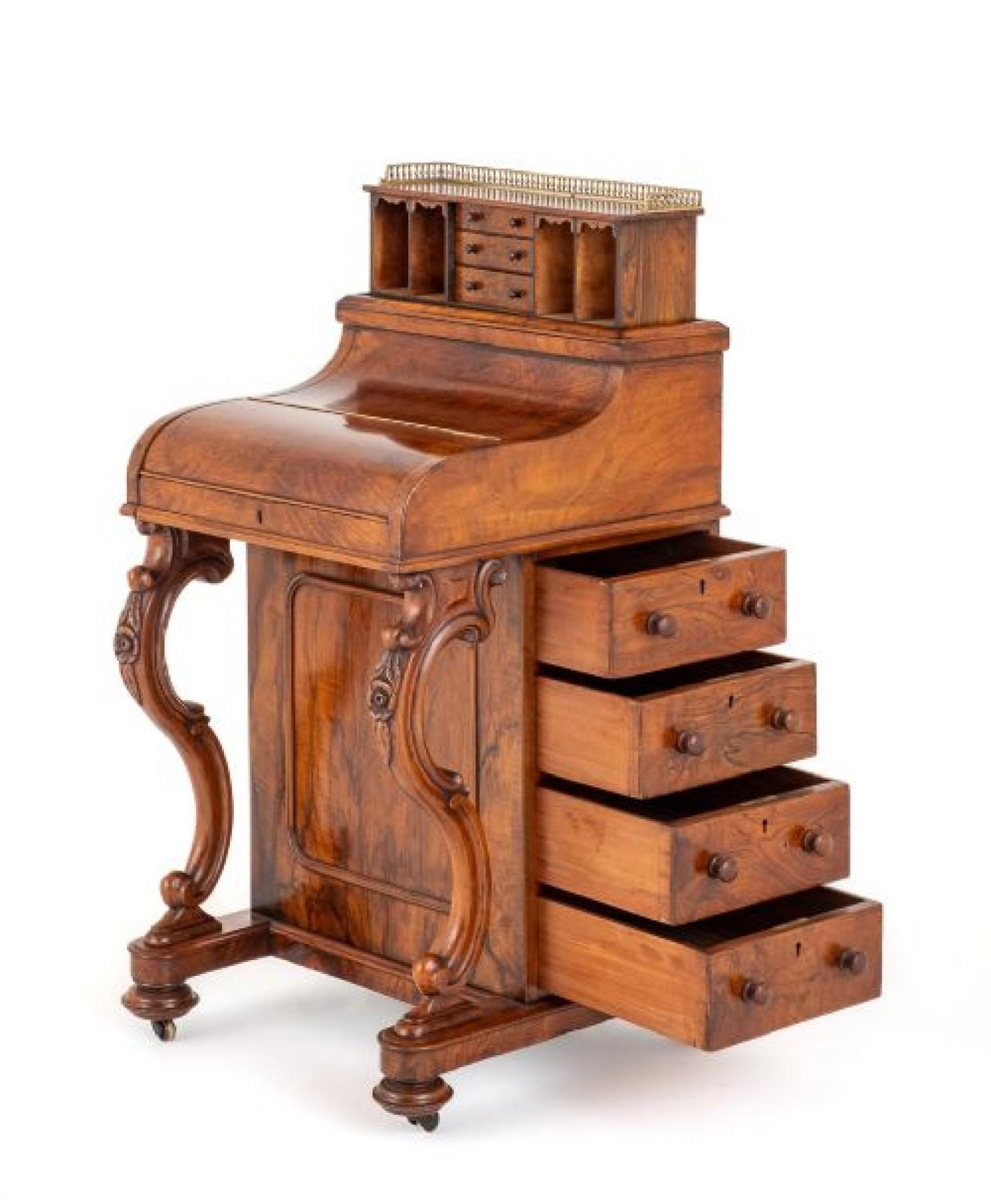 Victorian Davenport Desk Walnut Pop Up Mechanism, 1860 5