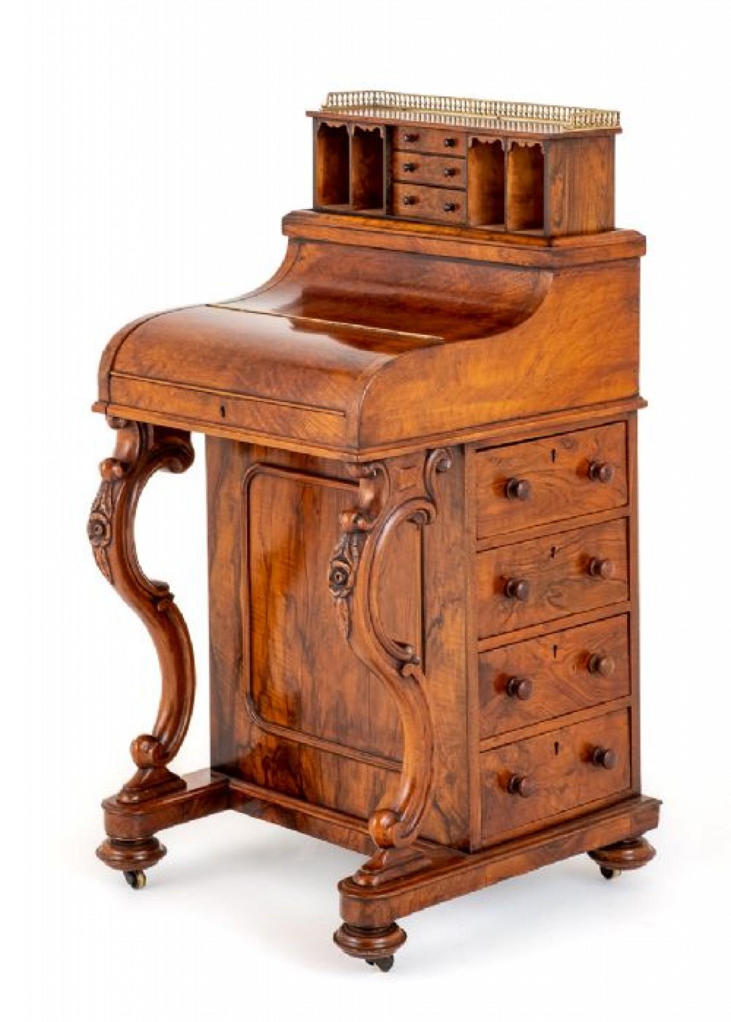 Victorian Davenport Desk Walnut Pop Up Mechanism 1860 8