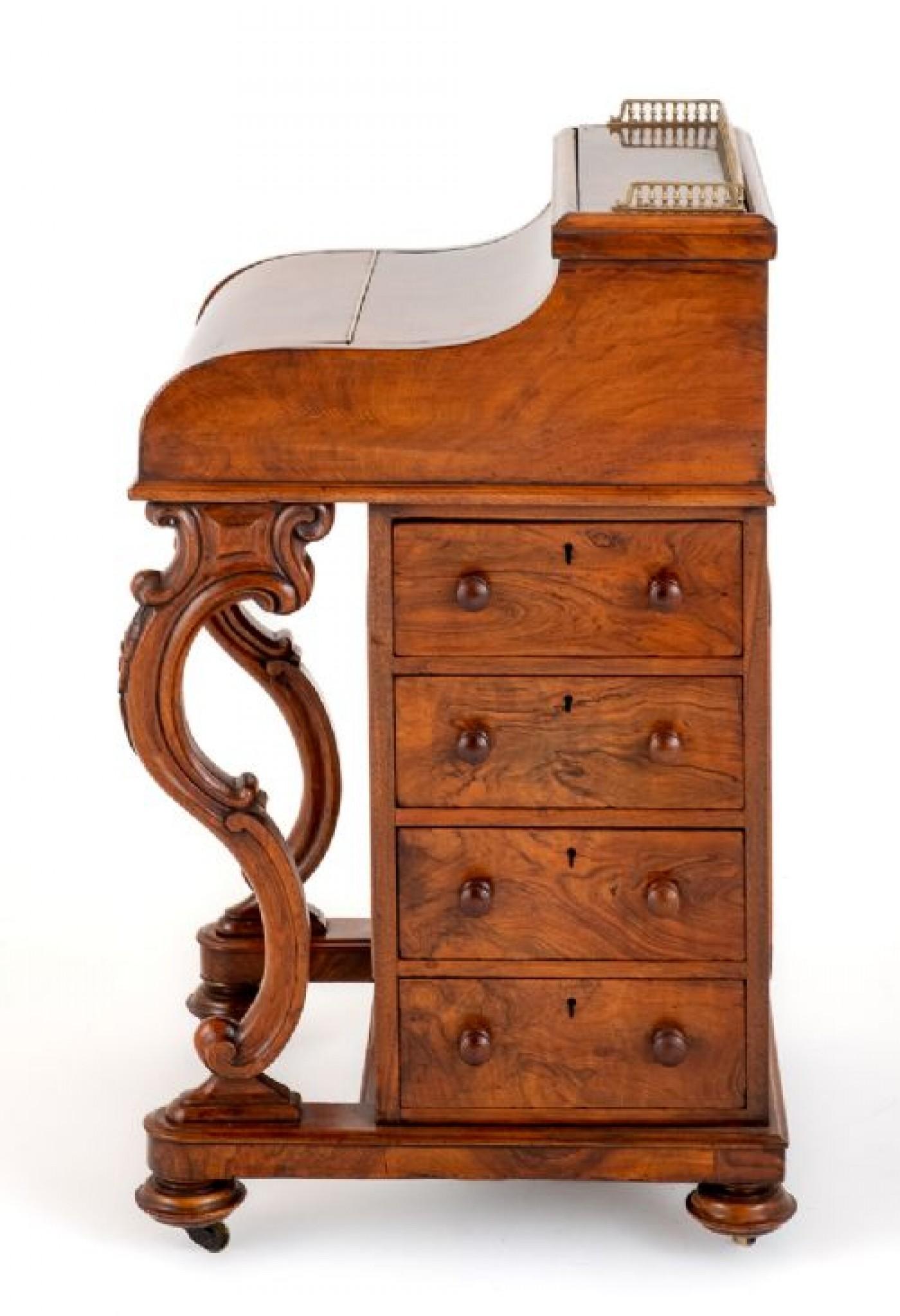 Victorian Davenport Desk Walnut Pop Up Mechanism 1860 9