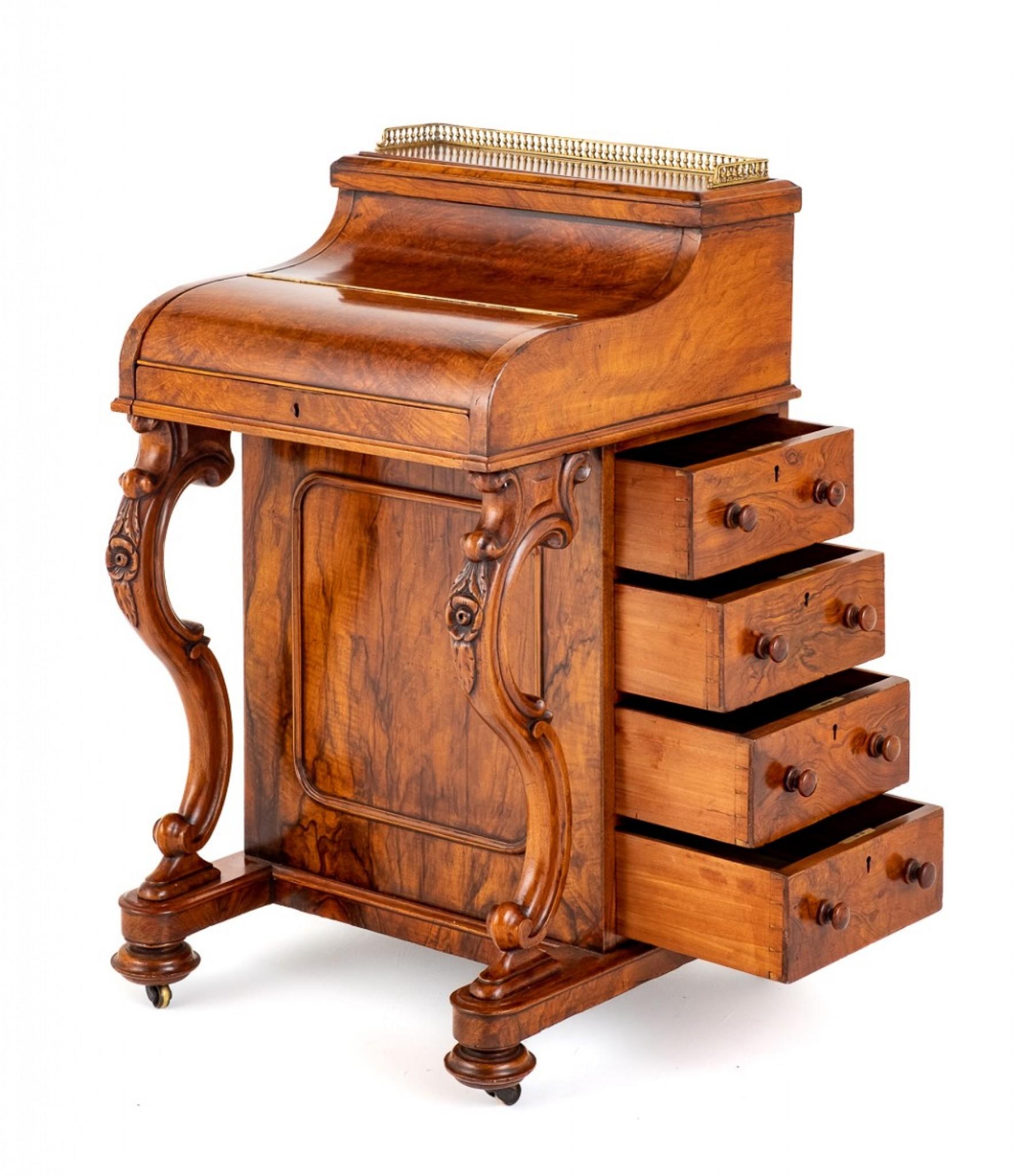 Victorian Davenport Desk Walnut Pop Up Mechanism 1860 10