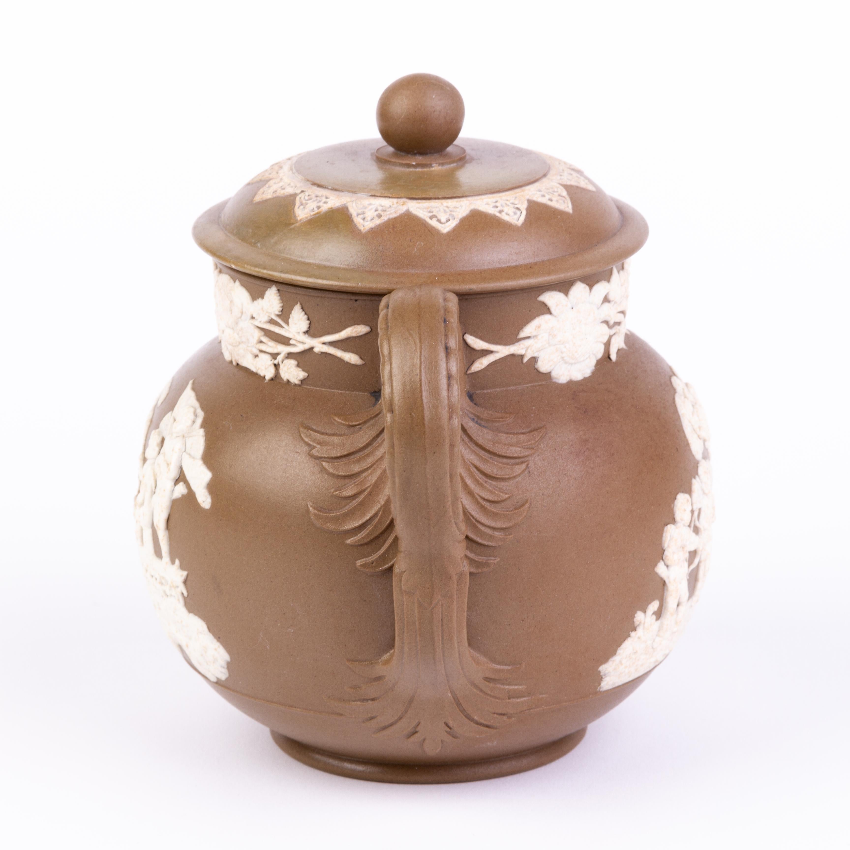 Porcelain Victorian David Wilson Jasperware Putti Cameo Teapot 19th Century 