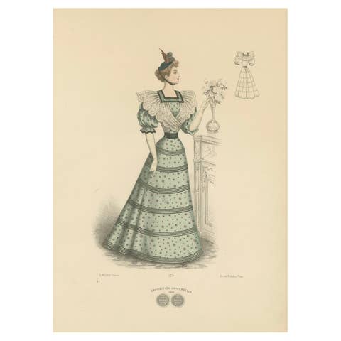 Victorian Day Elegance: Fashionable Gowns in Lithograph Published in 1889