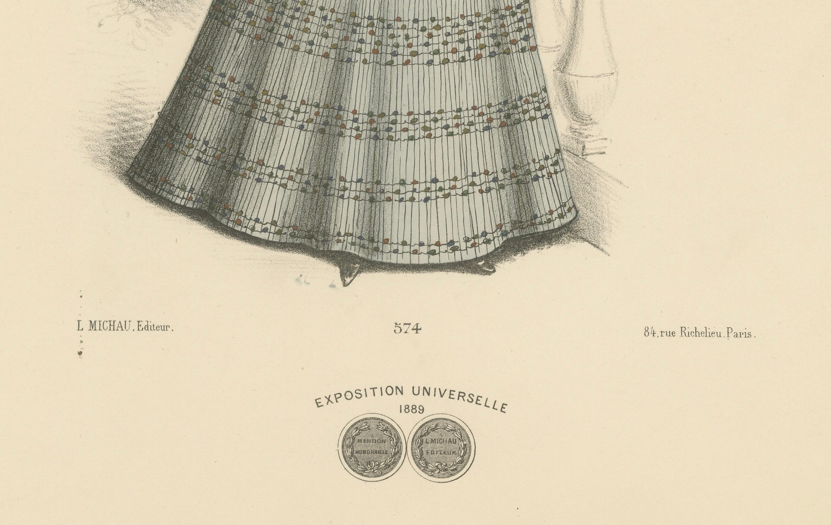 Late 19th Century Victorian Daywear: Elegant Fashion Lithograph - the Exposition Universelle 1889 For Sale