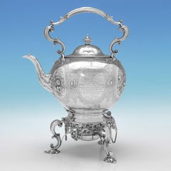 Viktorianisches dekoratives 5teiliges Tee- und Kaffeeservice aus viktorianischem Holz von Barnards – London 1862