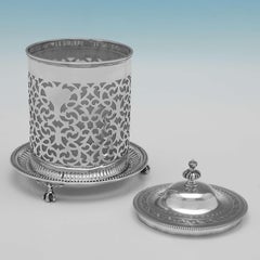 Tarro Victoriano Decorativo Para Galletas Con Forro De Vidrio Esmerilado - Sheffield 1893