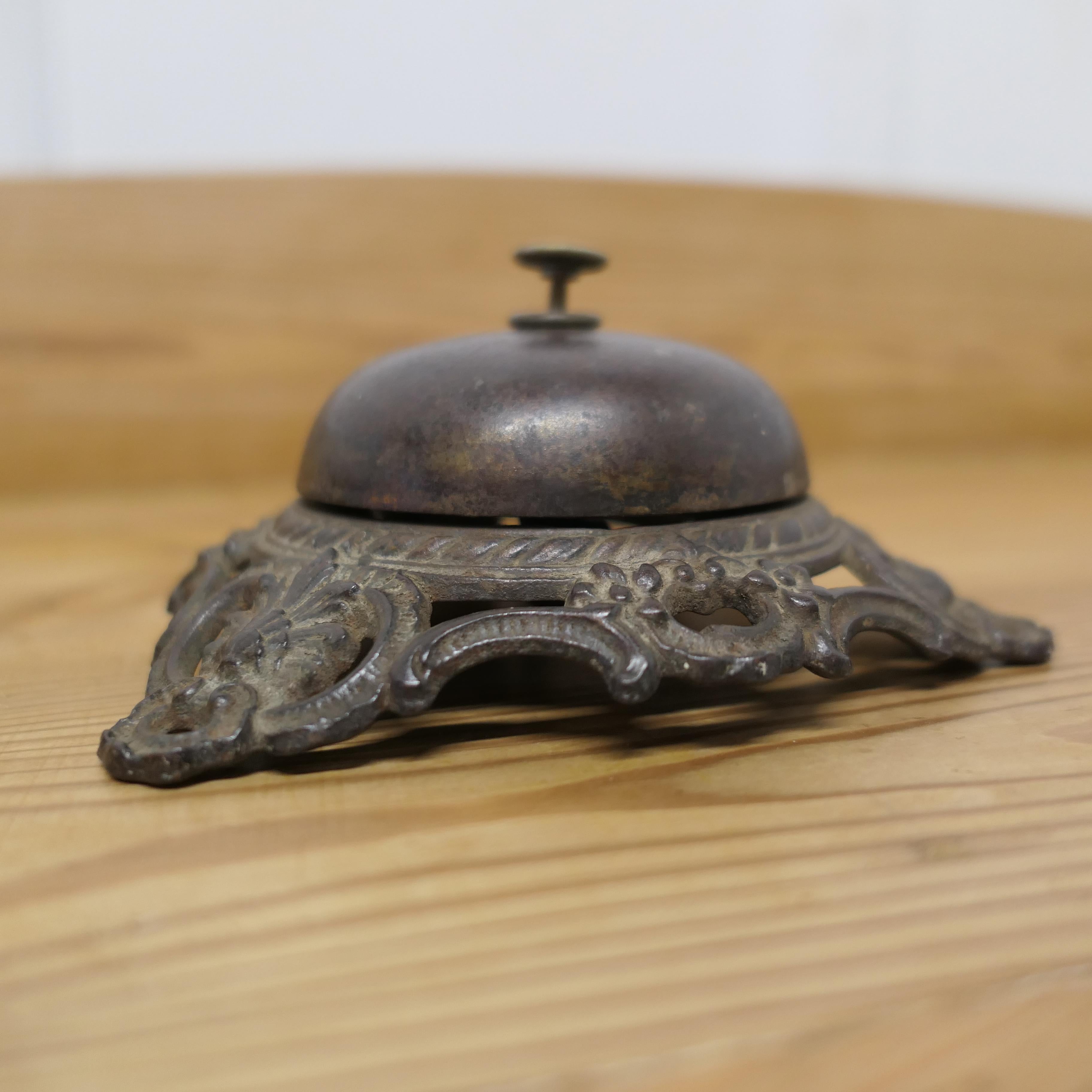 Victorian Decorative Iron Courtesy Counter Top Bell, Reception Desk Bell   For Sale 1
