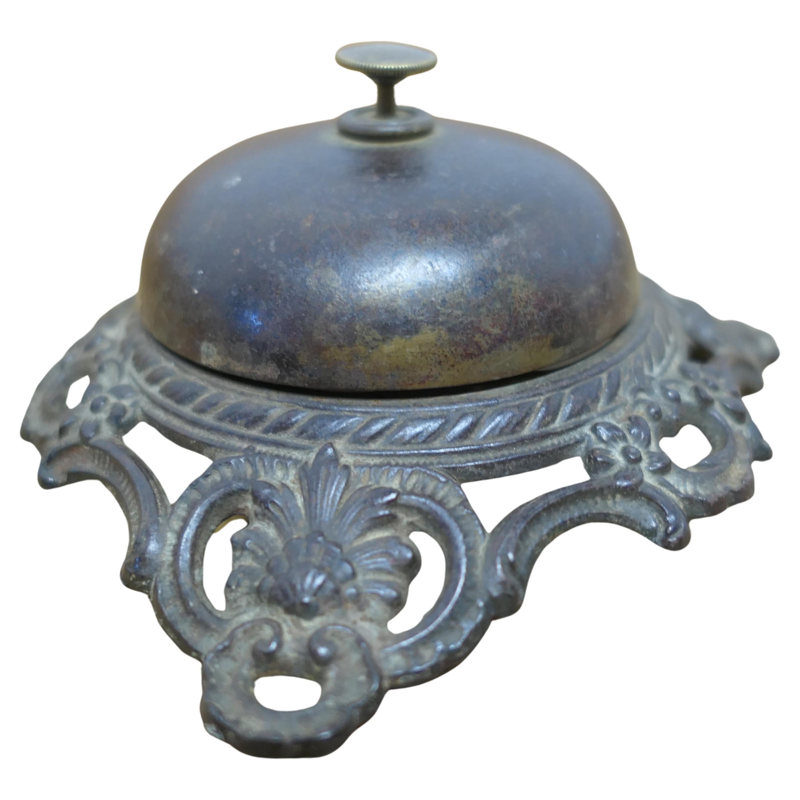 Victorian Decorative Iron Courtesy Counter Top Bell, Reception Desk Bell   For Sale