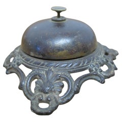 Antique Victorian Decorative Iron Courtesy Counter Top Bell, Reception Desk Bell  