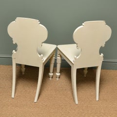 Victorian Decorative Painted Antique Pair of Hall Chairs