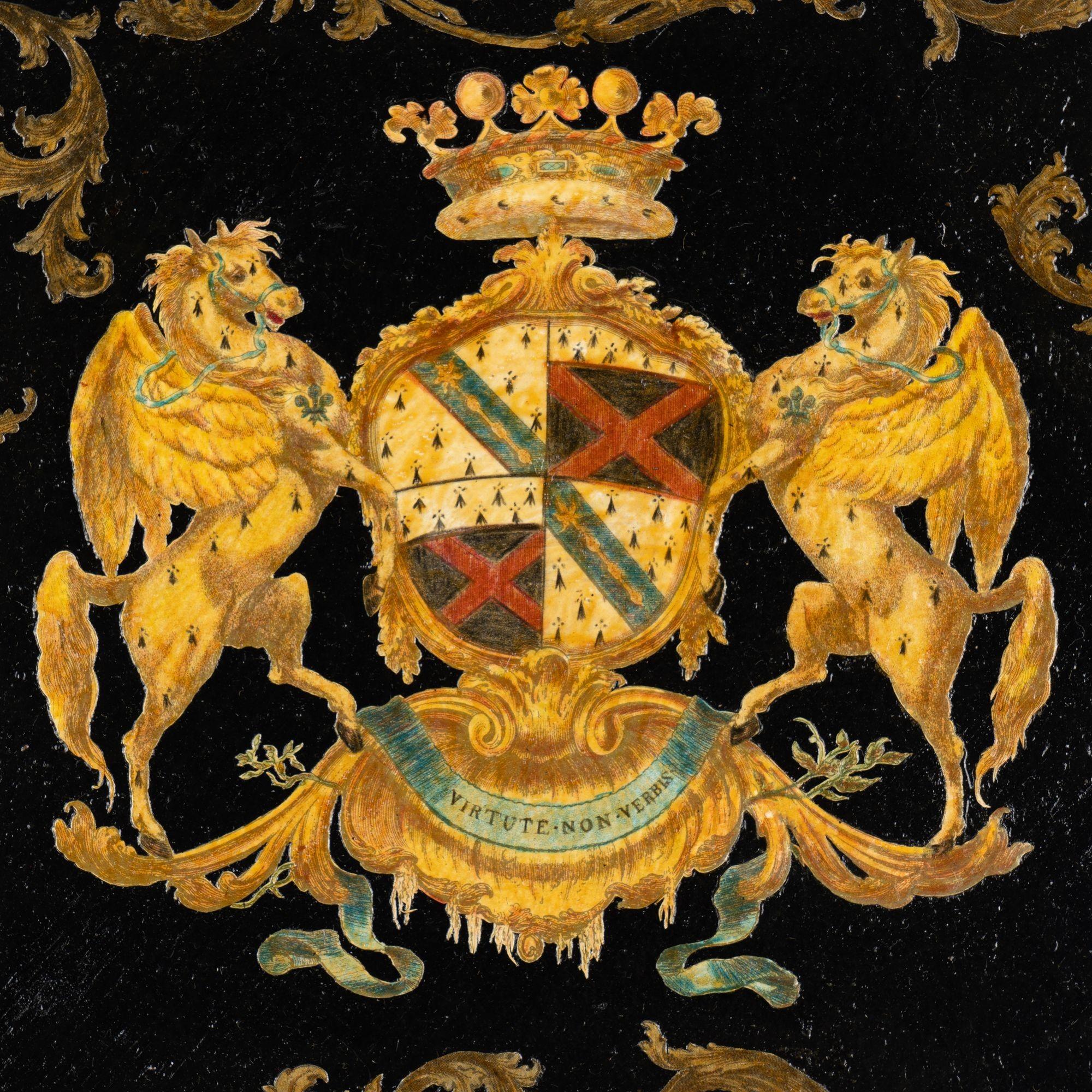 British Victorian decoupage armorial hatchment, 1800's For Sale