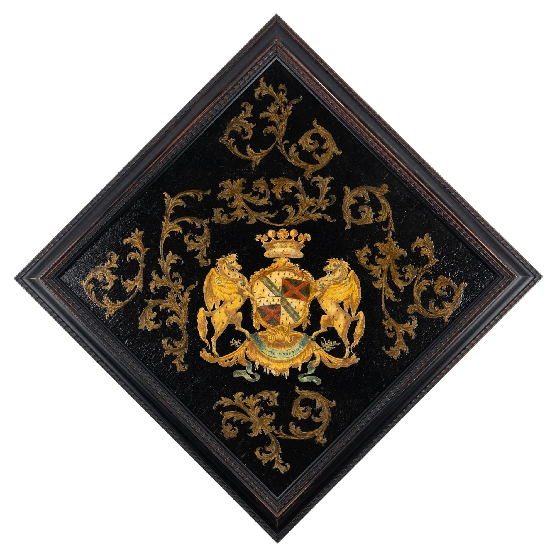 Victorian decoupage armorial hatchment, 1800's
