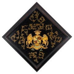 Victorian decoupage armorial hatchment, 1800's